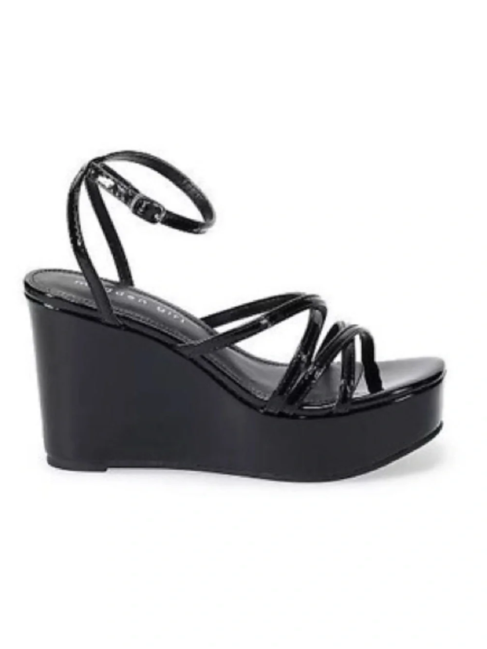 Madden Girl Mya Black Patent Wedge Sandals